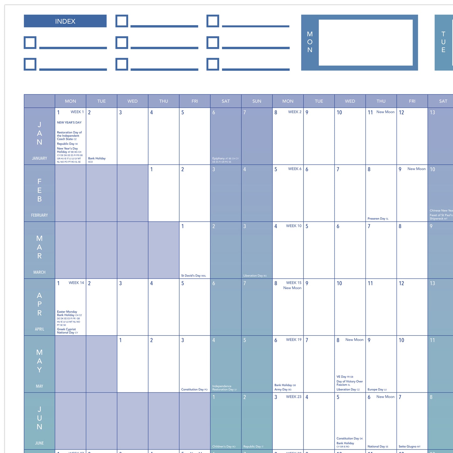 2024 GIANT YEAR WALL CHART AND HOLIDAY PLANNER