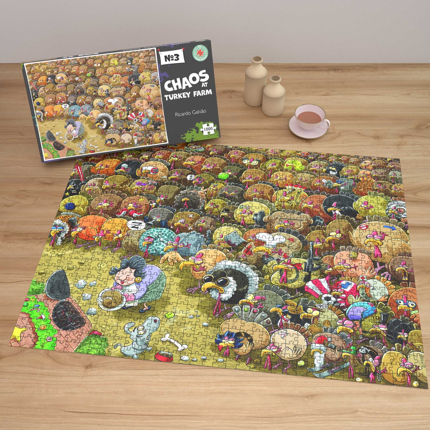 Christmas Chaos at Turkey Farm - No.3 1000 Piece Jigsaw Puzzle