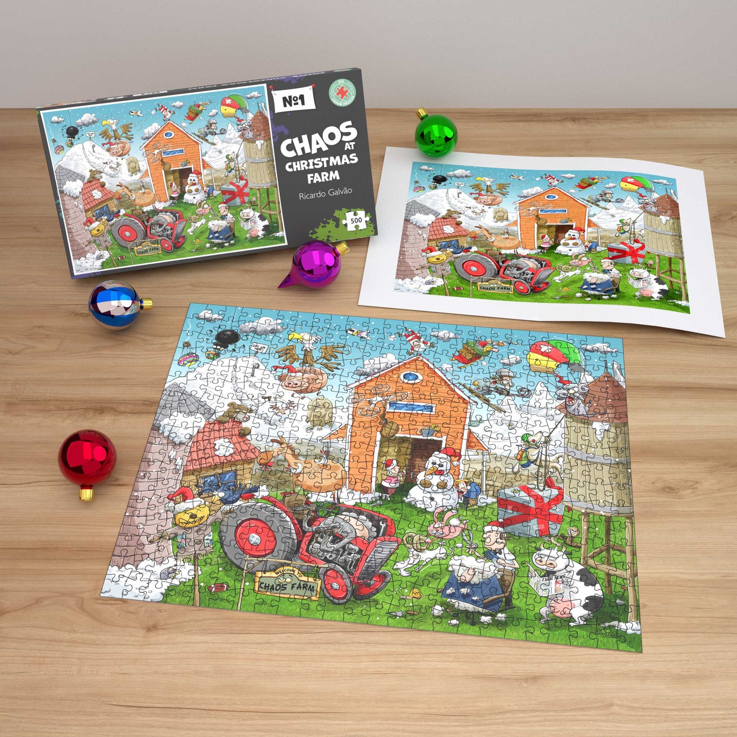 Christmas at Chaos Farm - No.1 1000 or 500 Piece Jigsaw Puzzle