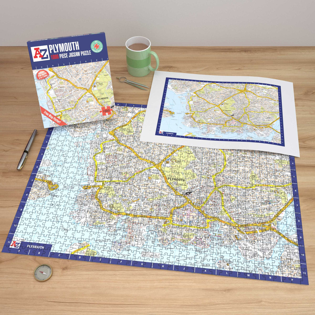 A-Z Map of Plymouth 1000 Piece Jigsaw