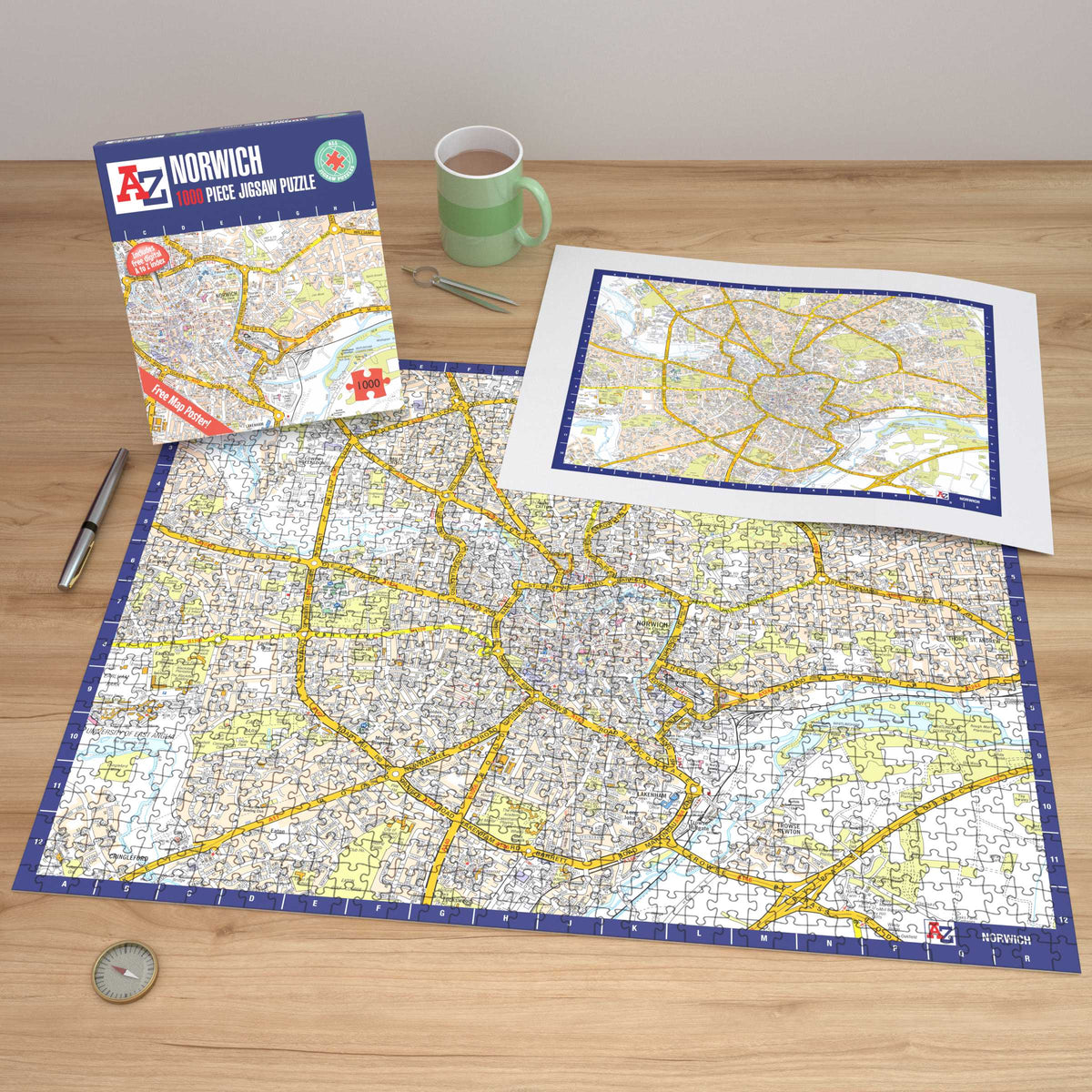 A-Z Map of Norwich 1000 Piece Jigsaw
