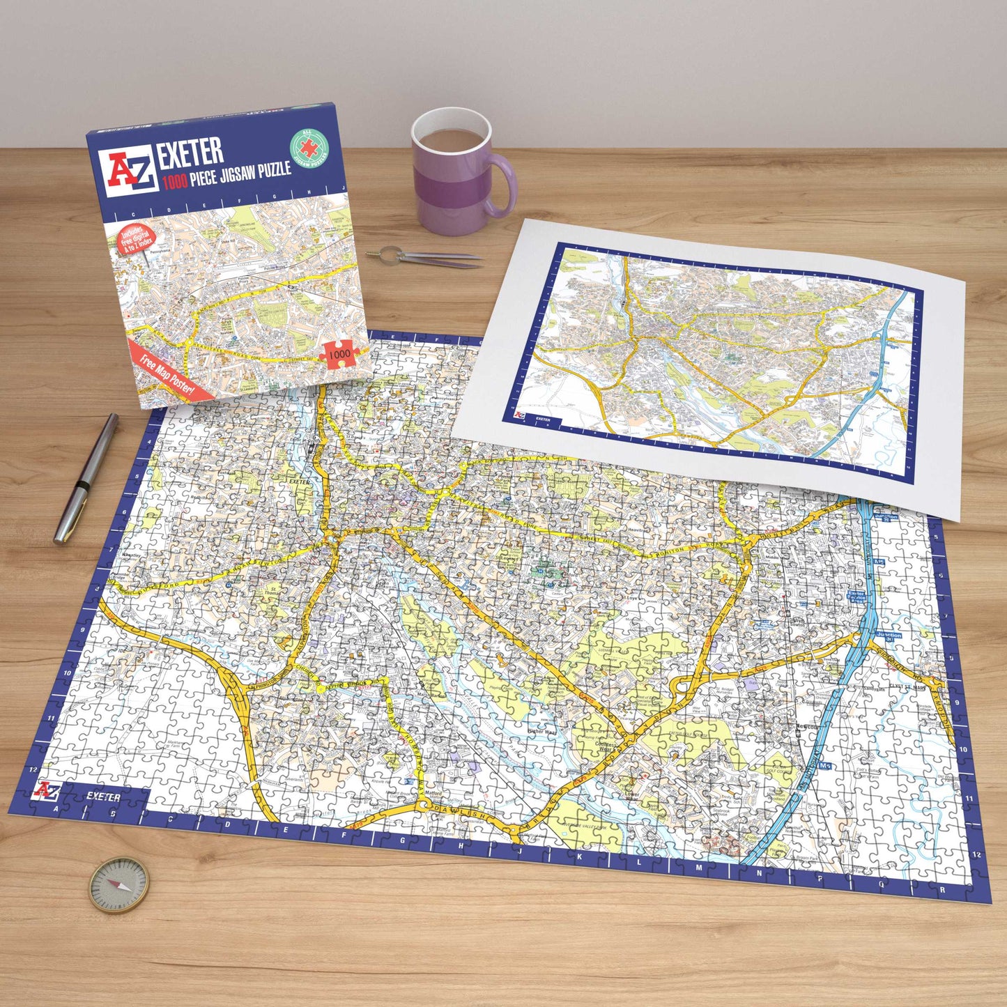 A-Z Map of Exeter 1000 Piece Jigsaw