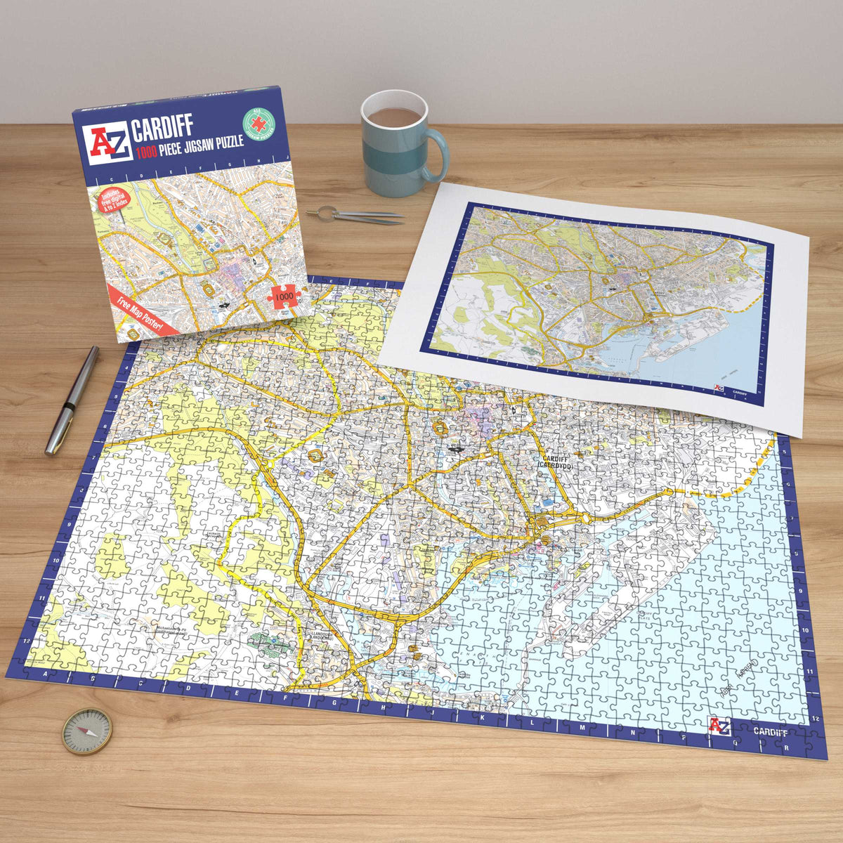 A-Z Map of Cardiff 1000 Piece Jigsaw