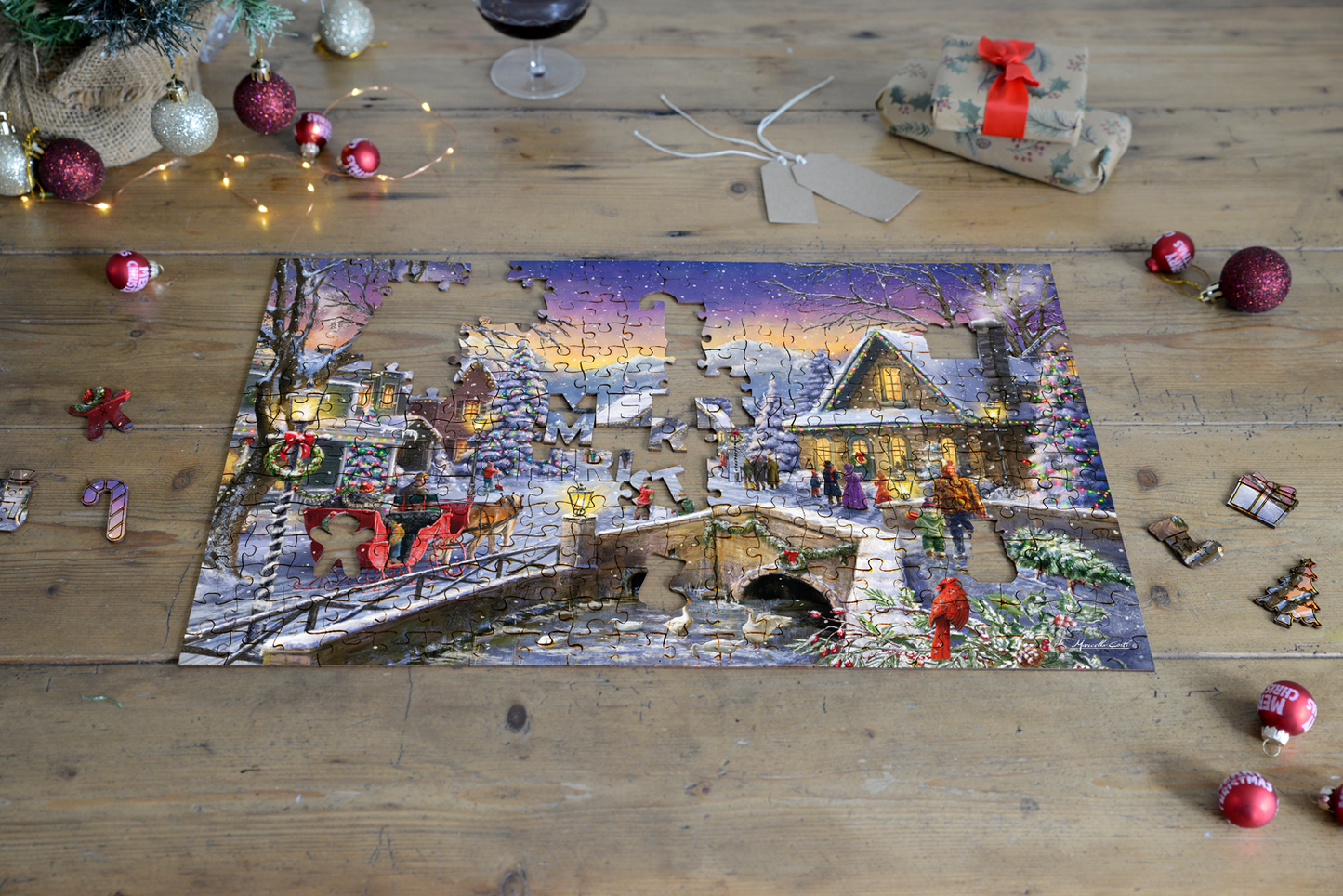 Christmas Village Glow - 300 Piece Wooden Jigsaw Puzzle