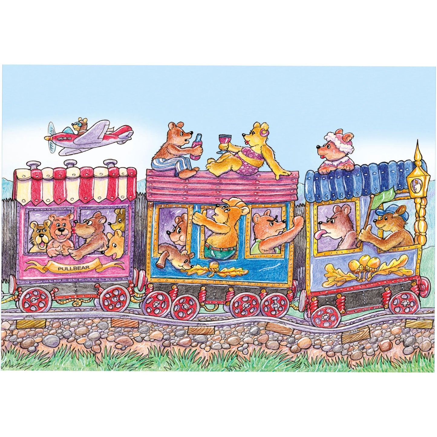 Bear Train - Armand Foster 3 x 12 Piece Kids Jigsaw Puzzle 3