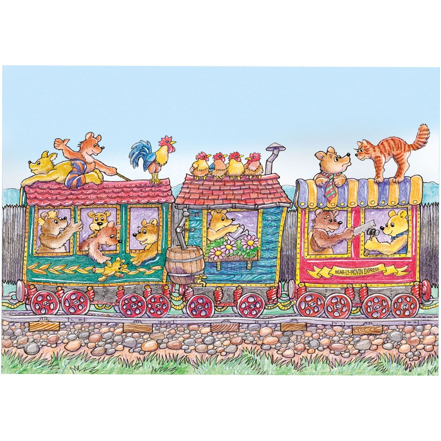 Bear Train - Armand Foster 3 x 12 Piece Kids Jigsaw Puzzle 2
