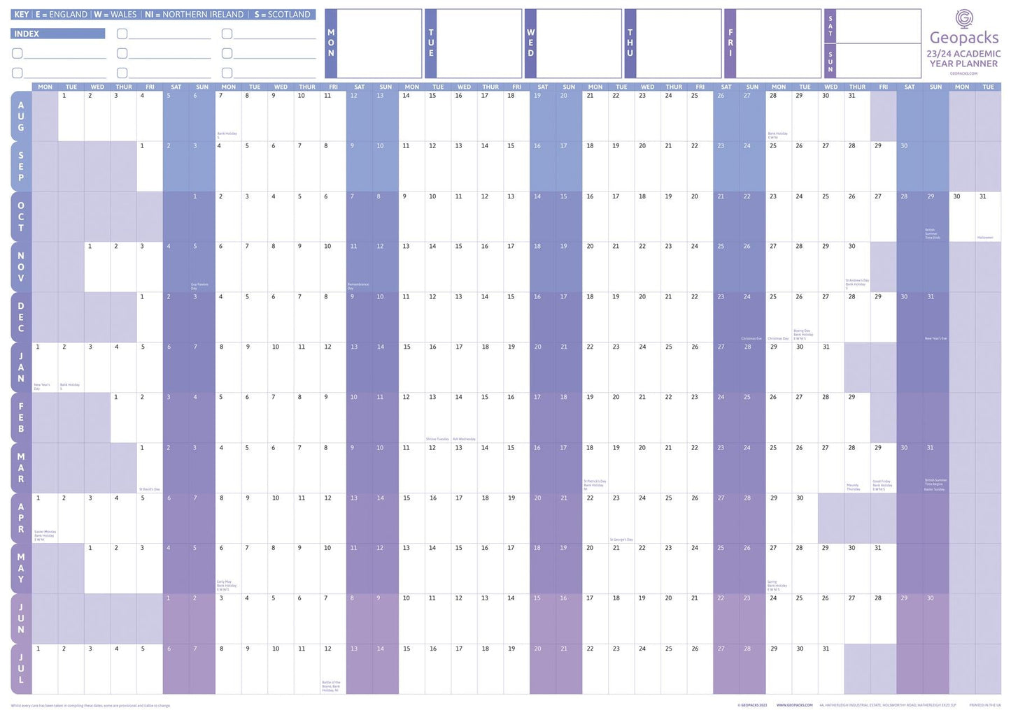 2023 / 2024 Academic Year Planner