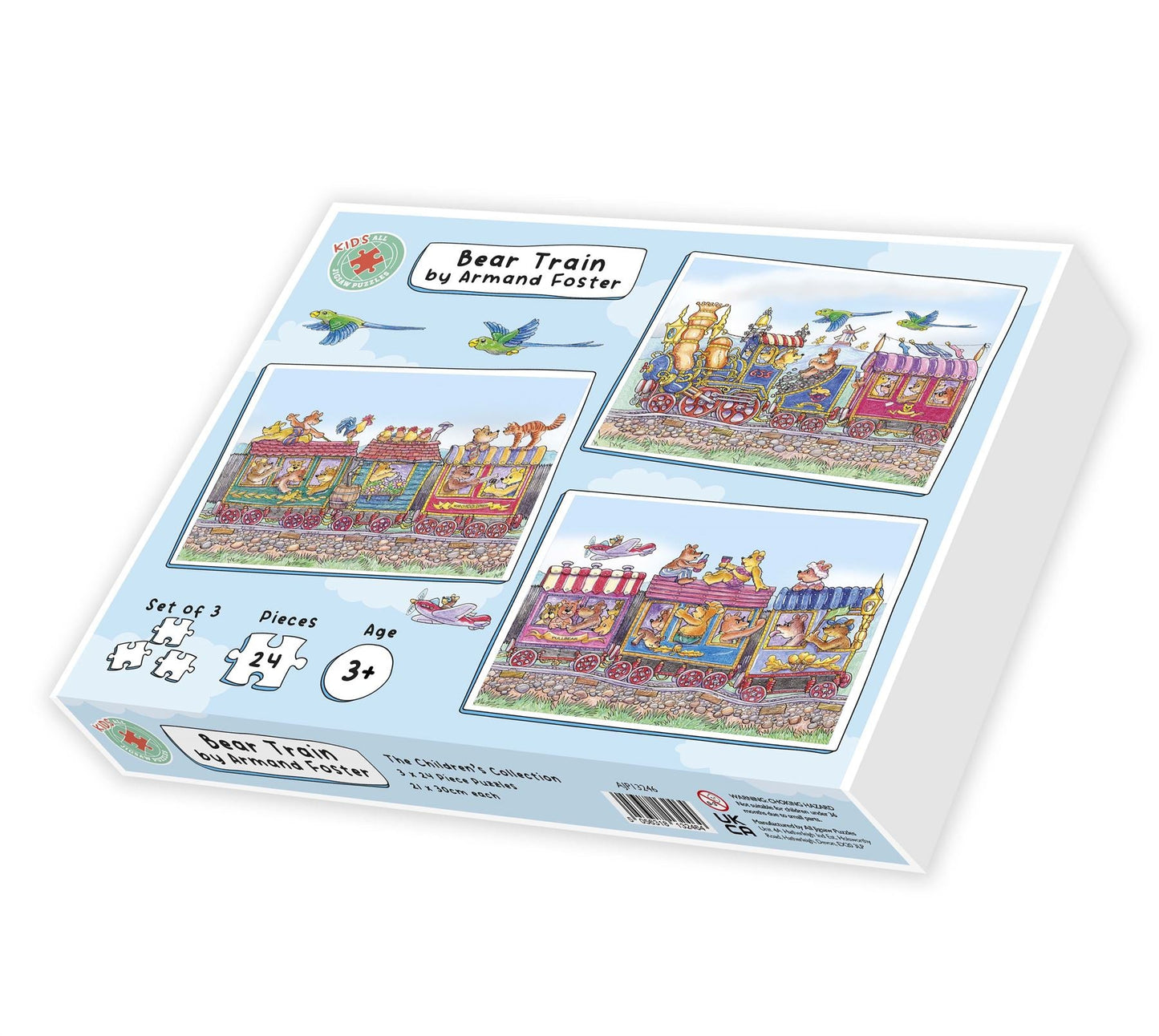 Bear Train - Armand Foster 3 x 12 Piece Kids Jigsaw Puzzle box