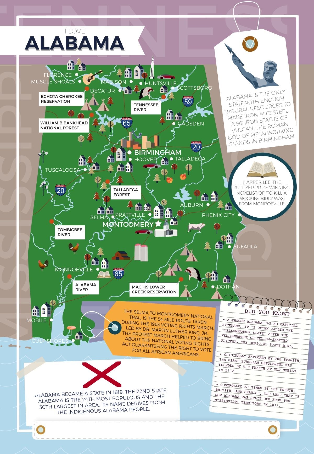 Alabama - I Love My State 400 Piece Personalized Jigsaw Puzzle