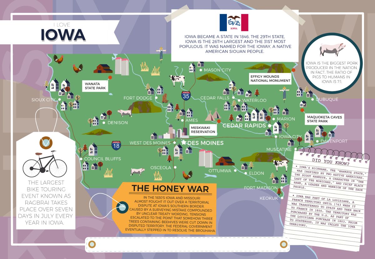 Iowa - I Love My State 400 Piece Personalized Jigsaw Puzzle