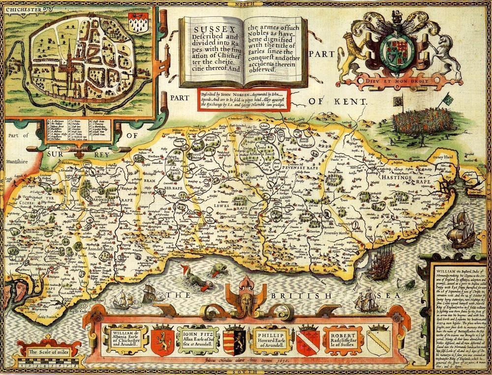 Sussex Historical Map 1000 Piece Jigsaw Puzzle (1610) - All Jigsaw Puzzles UK
- 1