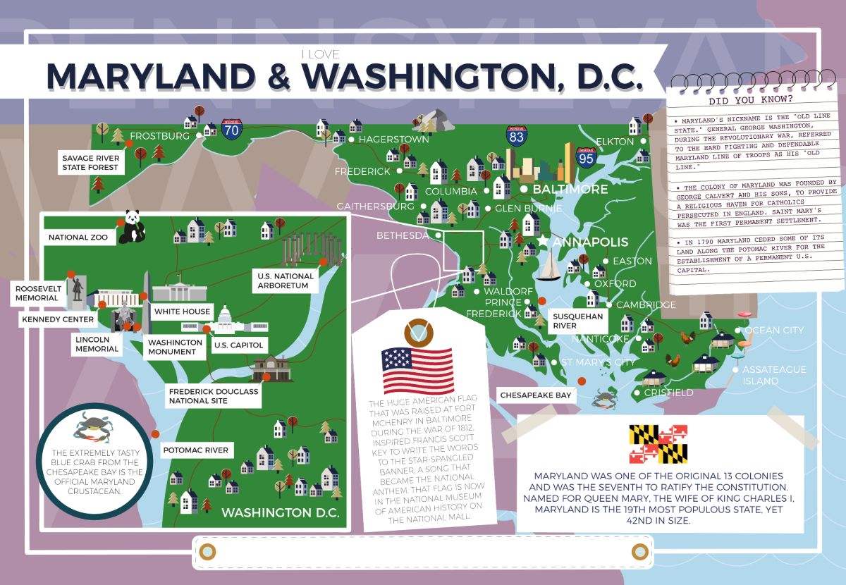 Maryland and Washington D.C. - I Love My State 400 Piece Personalized Jigsaw Puzzle