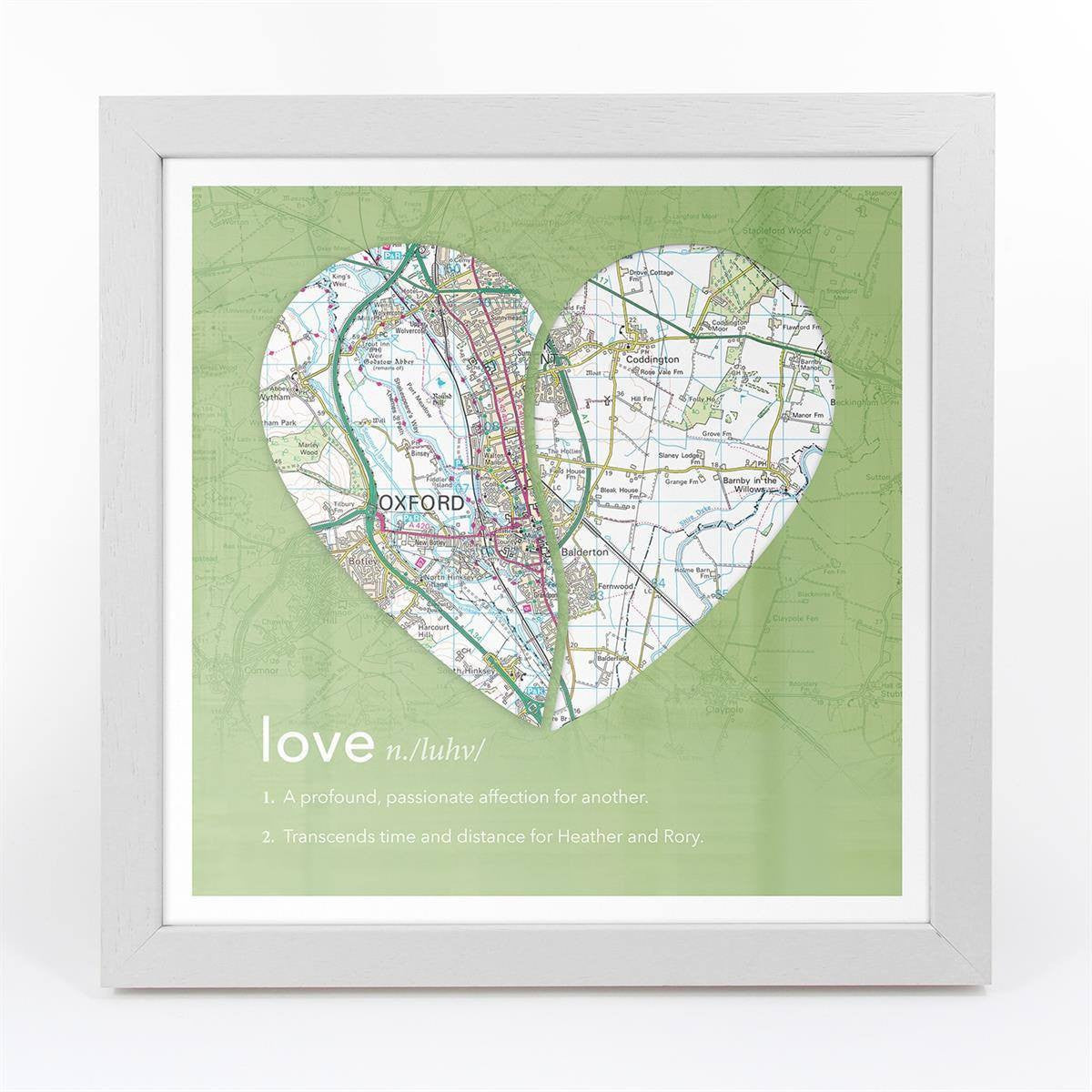 Wall Art - Joined Map Heart – Personalised Dictionary Definition Map Art - Love