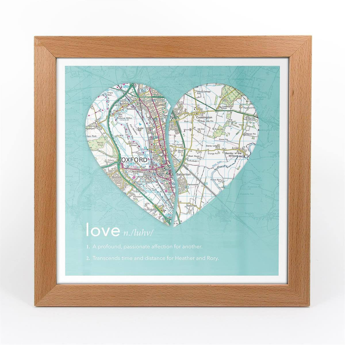 Wall Art - Joined Map Heart – Personalised Dictionary Definition Map Art - Love