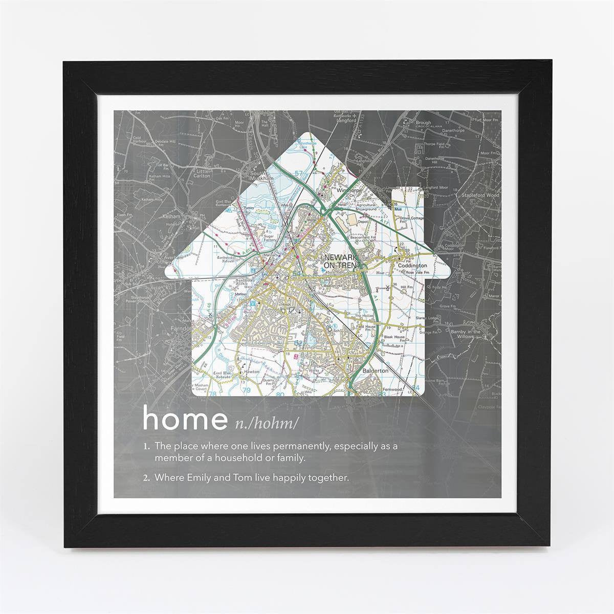 Wall Art - Personalised Framed Dictionary Definition Map - Home