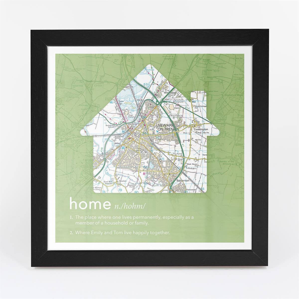 Wall Art - Personalised Framed Dictionary Definition Map - Home