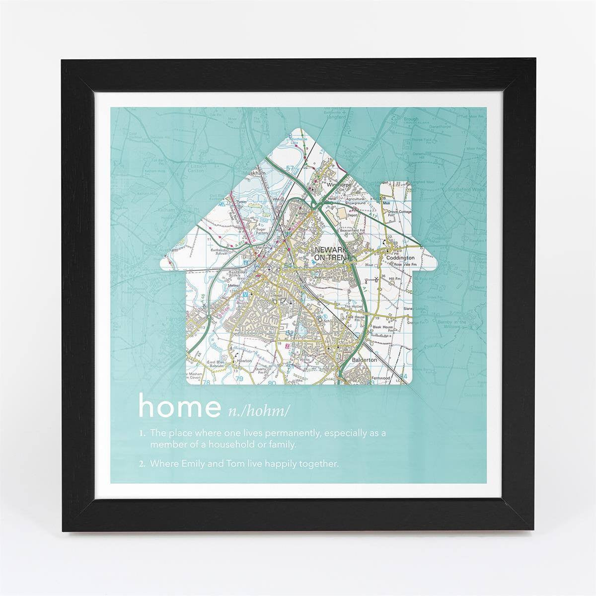 Wall Art - Personalised Framed Dictionary Definition Map - Home