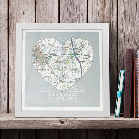 Wall Art - Single Heart – Personalised Map Art