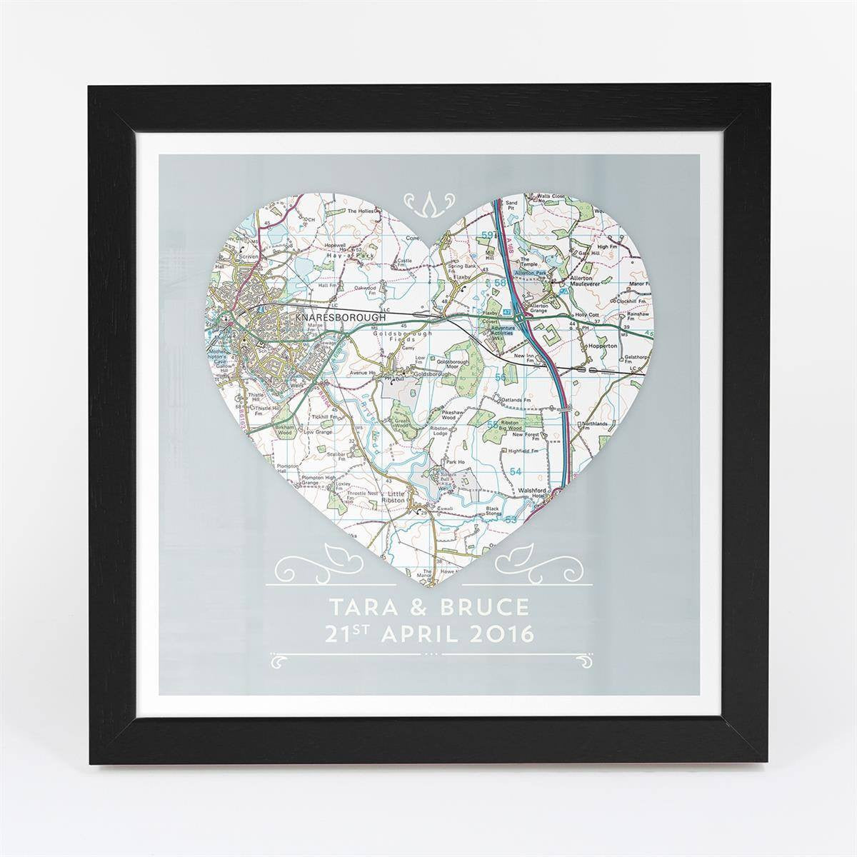 Wall Art - Single Heart – Personalised Map Art