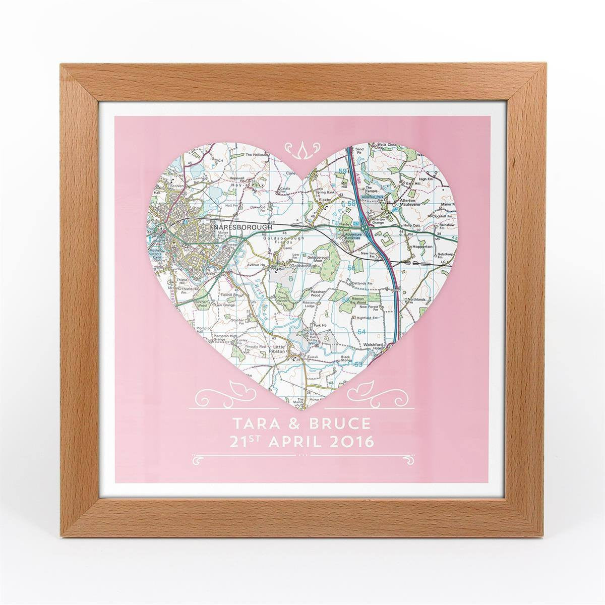 Wall Art - Single Heart – Personalised Map Art