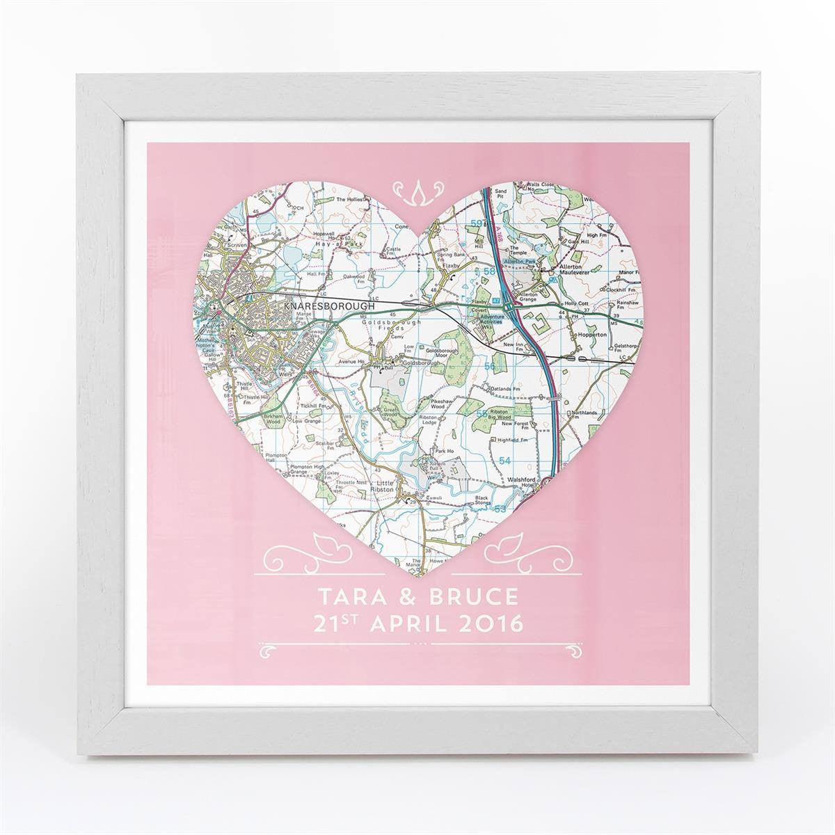 Wall Art - Single Heart – Personalised Map Art