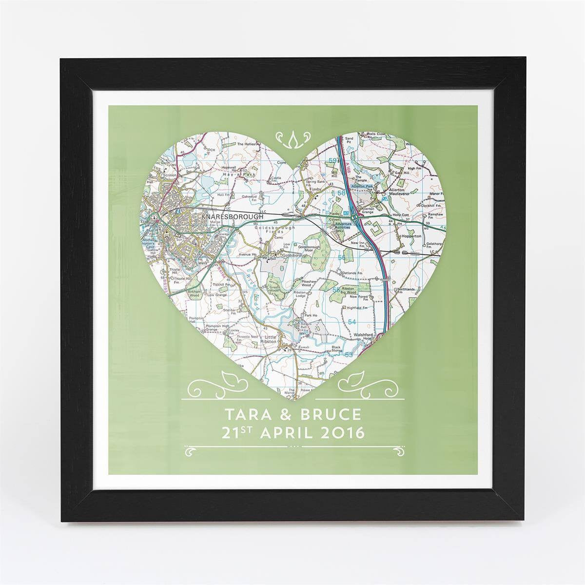 Wall Art - Single Heart – Personalised Map Art