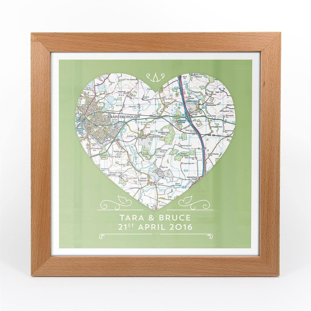 Wall Art - Single Heart – Personalised Map Art