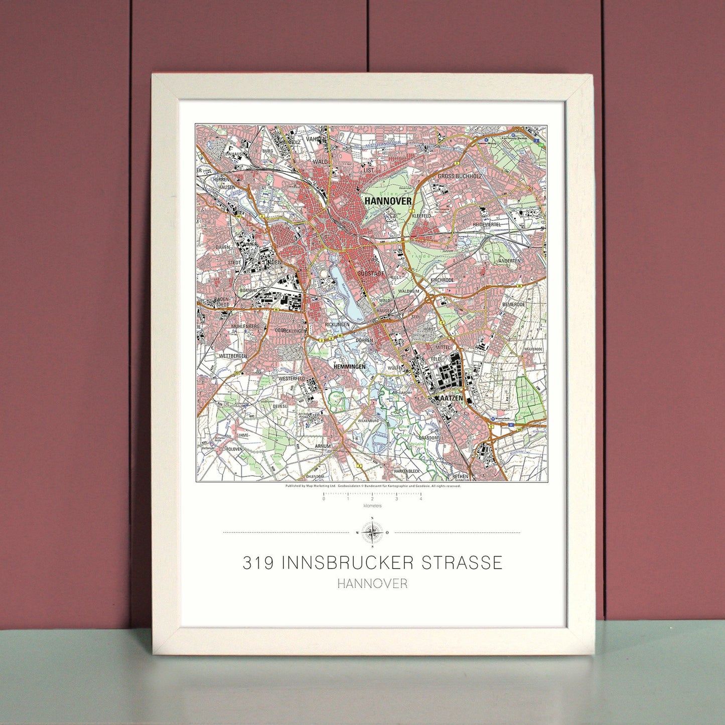 Wall Map - My Home Is Here - Personalised German Wall Map