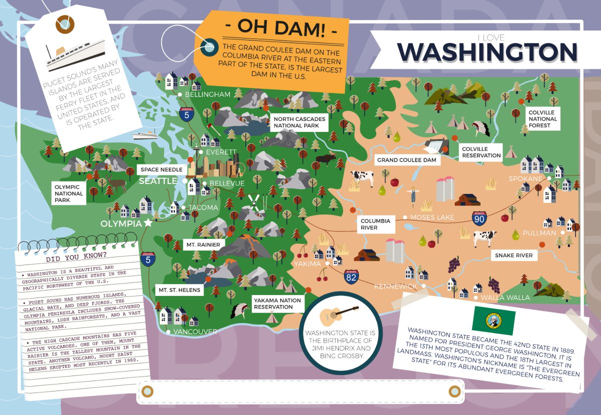 Washington - I Love My State 400 Piece Personalized Jigsaw Puzzle