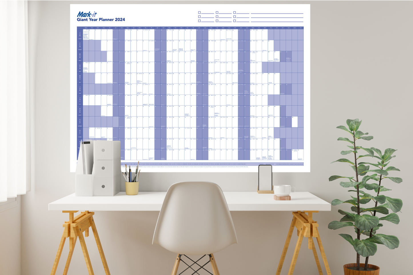 GIANT 2024 YEARLY WALL PLANNER - MARK IT