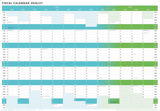 Tax Planner - 2026/27 Fiscal Wall Planner - Green (Giant 119x93cm)