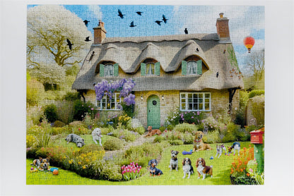 Dogs In A Spring Cottage Garden 1000 Piece Jigsaw