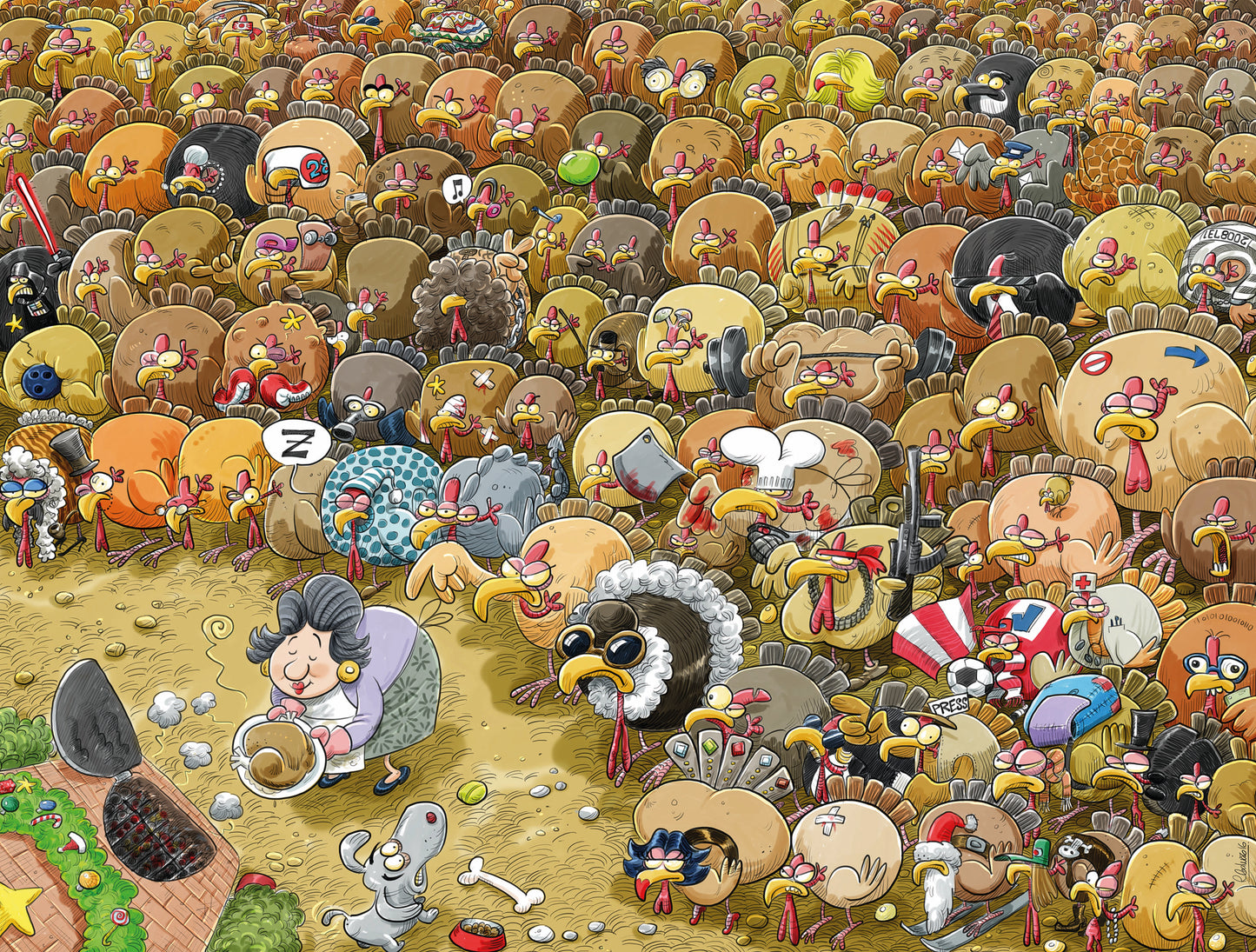 Christmas Chaos at Turkey Farm - No.3 1000 Piece Jigsaw Puzzle