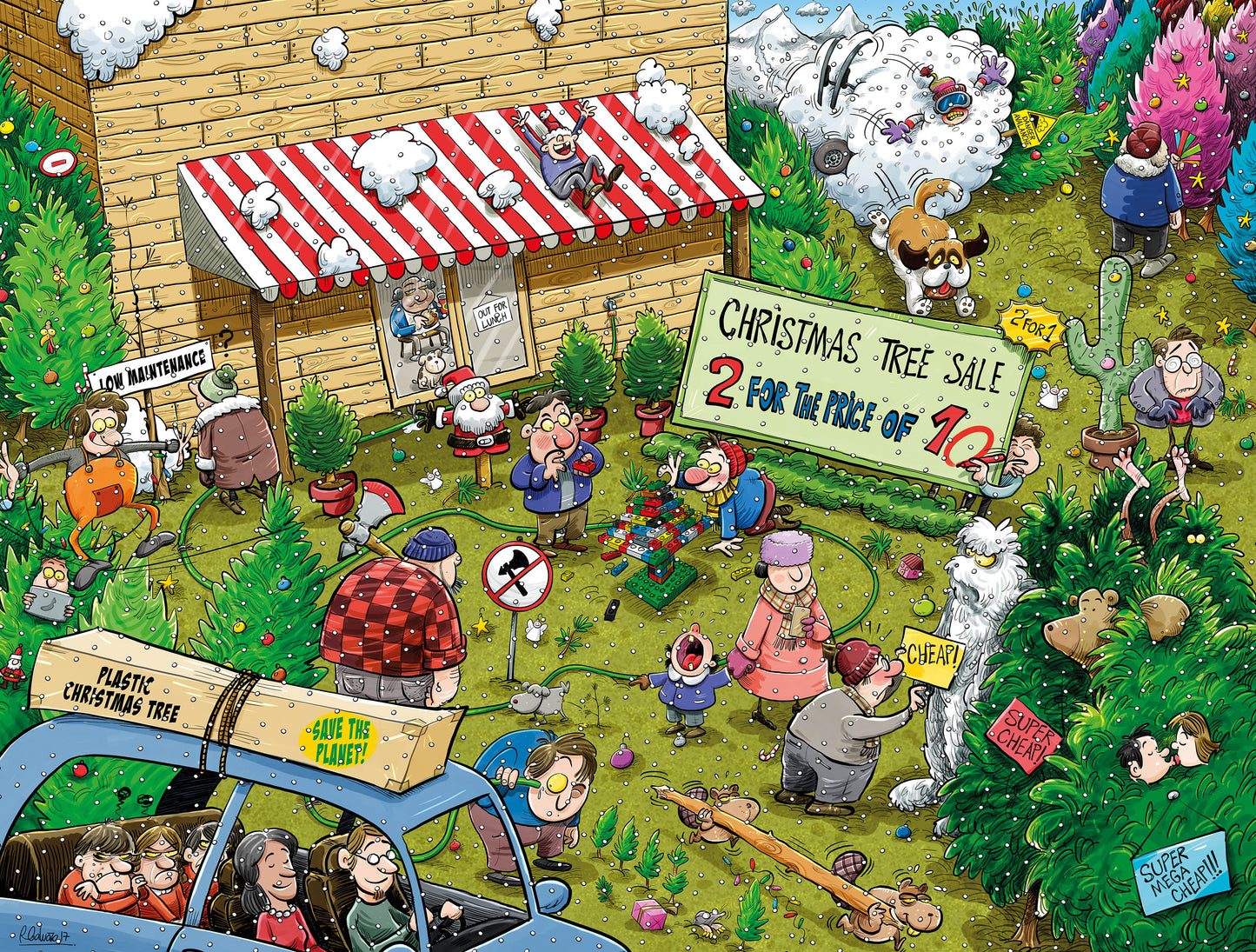 Chaos at Christmas Tree Farm - No. 10 1000 or 500 Piece Jigsaw Puzzle