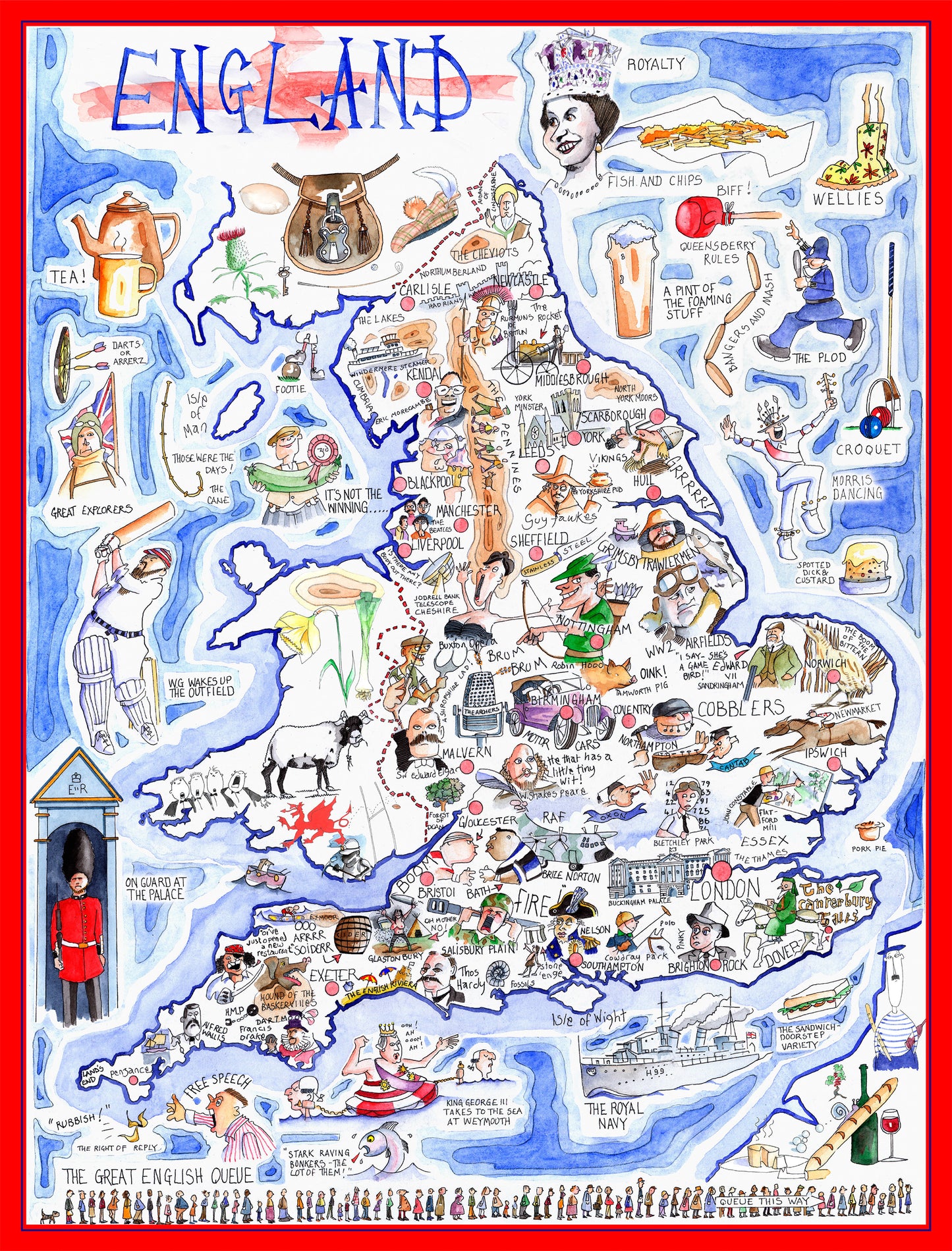 Map of England - Tim Bulmer 1000 Piece Jigsaw Puzzle