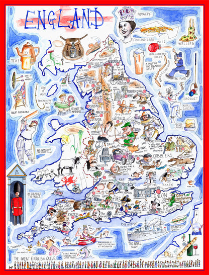 Map of England - Tim Bulmer 1000 Piece Jigsaw Puzzle