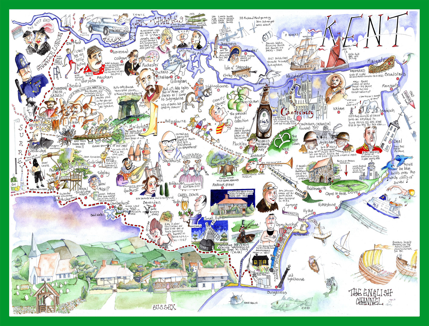 Map of Kent - Tim Bulmer 1000 Piece Jigsaw Puzzle