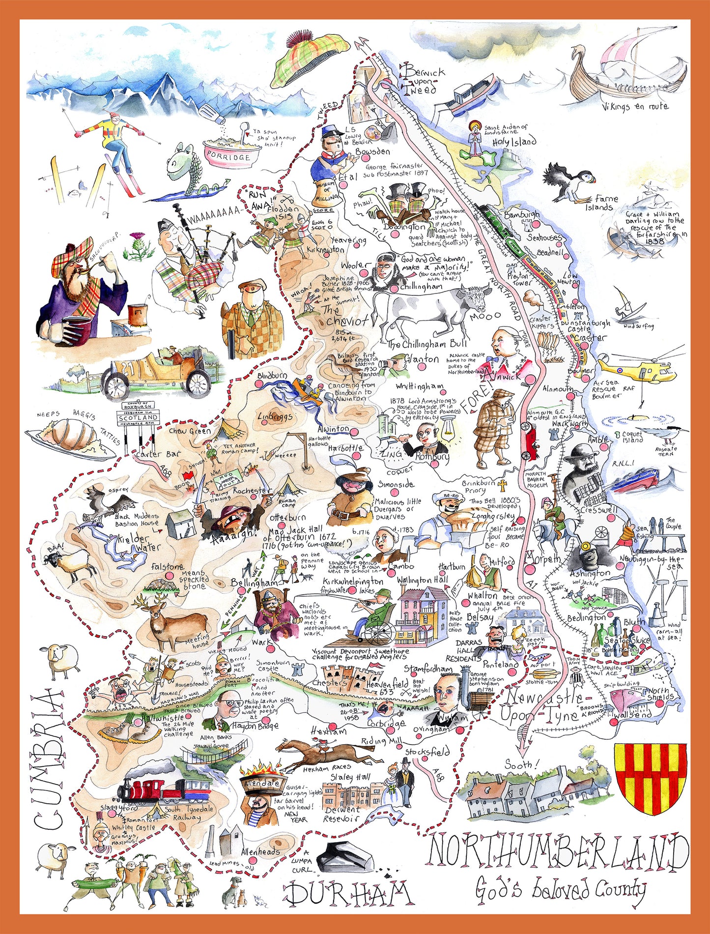 Map of Northumberland - Tim Bulmer 1000 Piece Jigsaw Puzzle