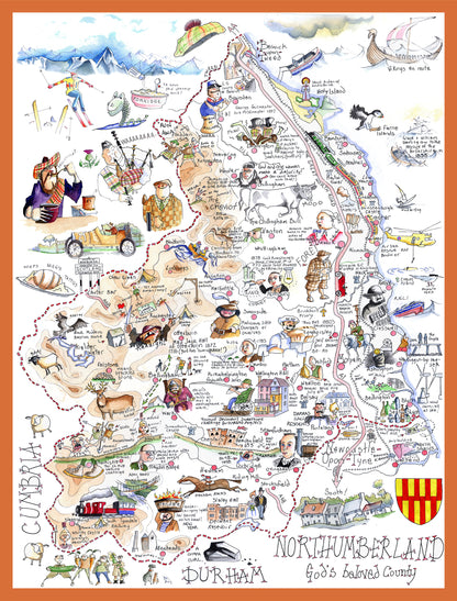 Map of Northumberland - Tim Bulmer 1000 Piece Jigsaw Puzzle