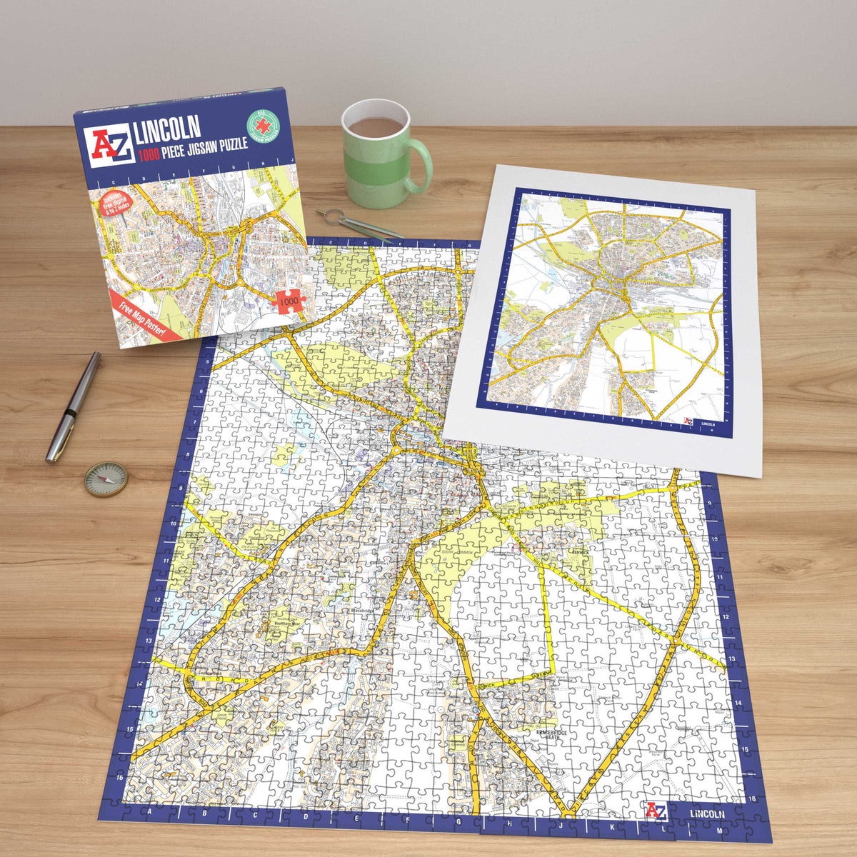 A-Z Map of  Lincoln 1000 Piece Jigsaw