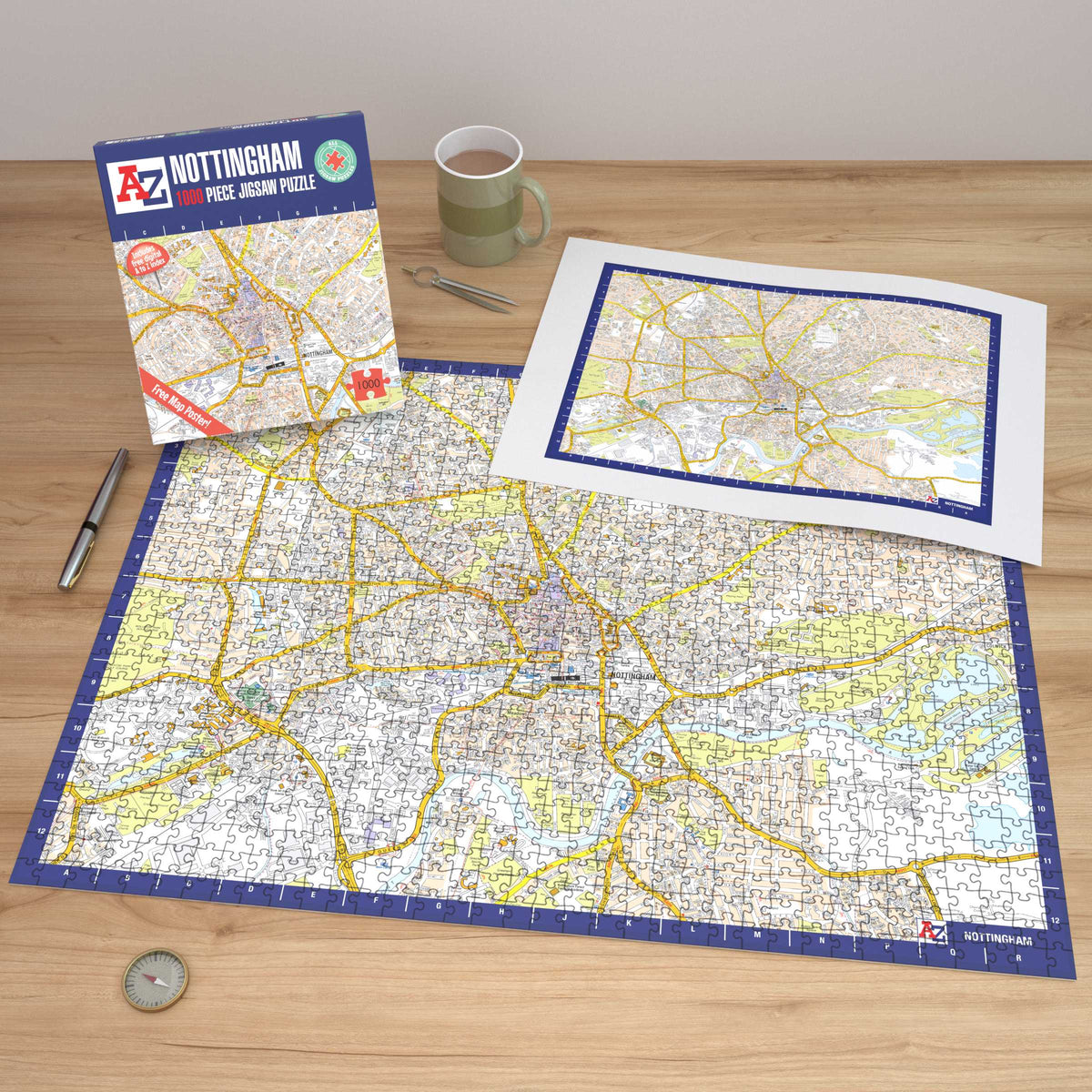 A-Z Map of  Nottingham 1000 Piece Jigsaw