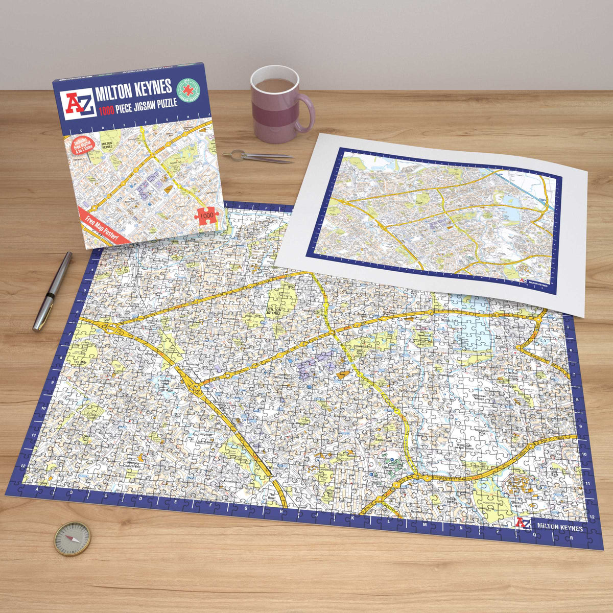 A-Z Map of  Milton Keynes 1000 Piece Jigsaw