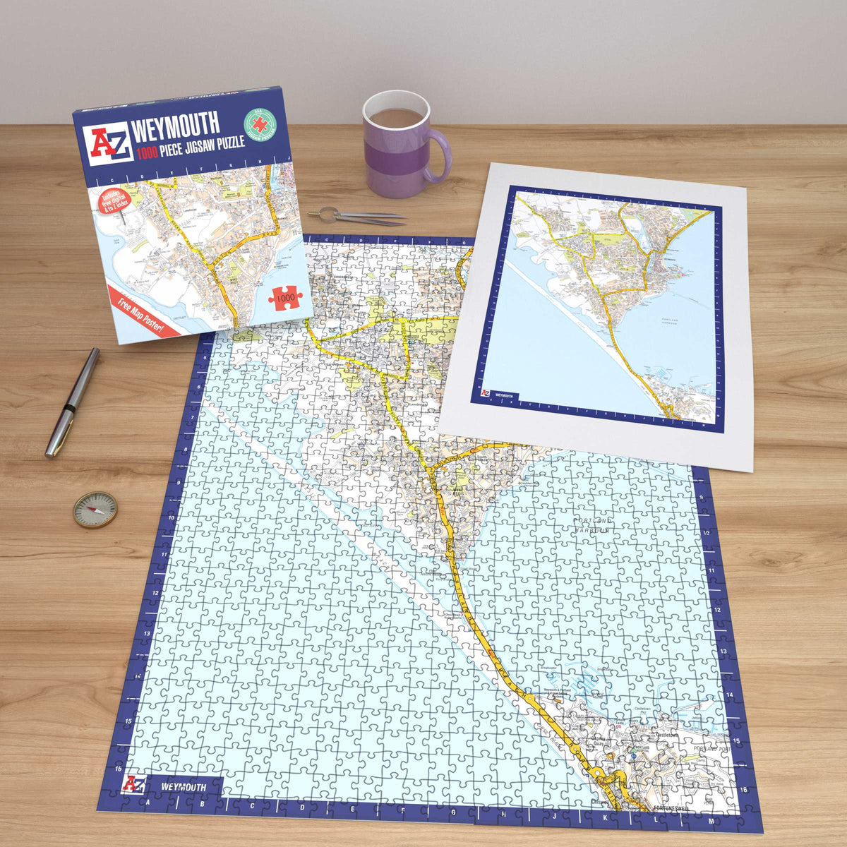 A-Z Map of  Weymouth 1000 Piece Jigsaw