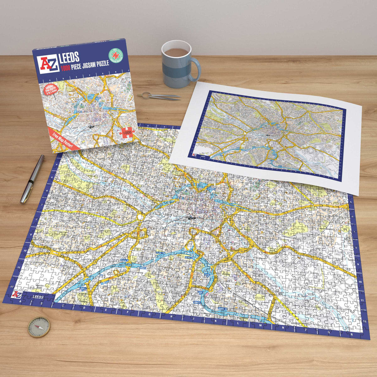 A-Z Map of  Leeds 1000 or 300 Piece Jigsaw