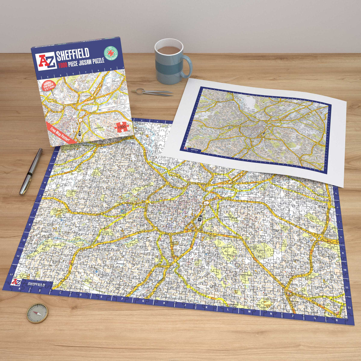 A-Z Map of  Sheffield 1000 or 300 Piece Jigsaw