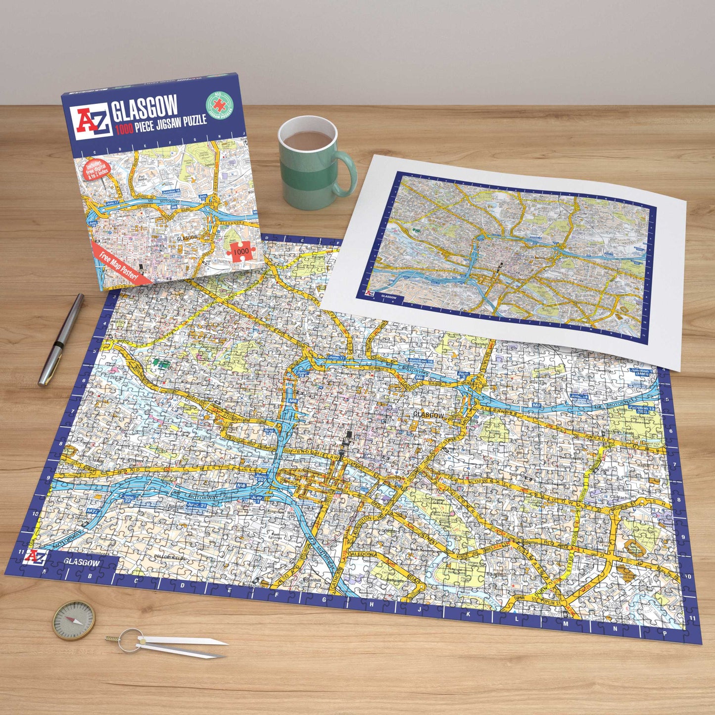 A-Z Map of  Glasgow 1000 Piece Jigsaw