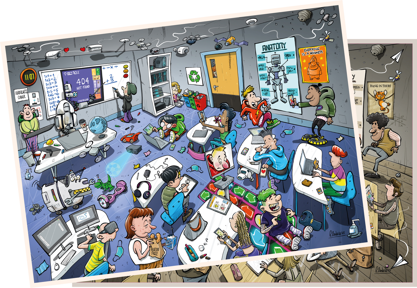 Djigsaw Vu In the Classroom 2 x  1000 Piece Jigsaw Puzzle Set