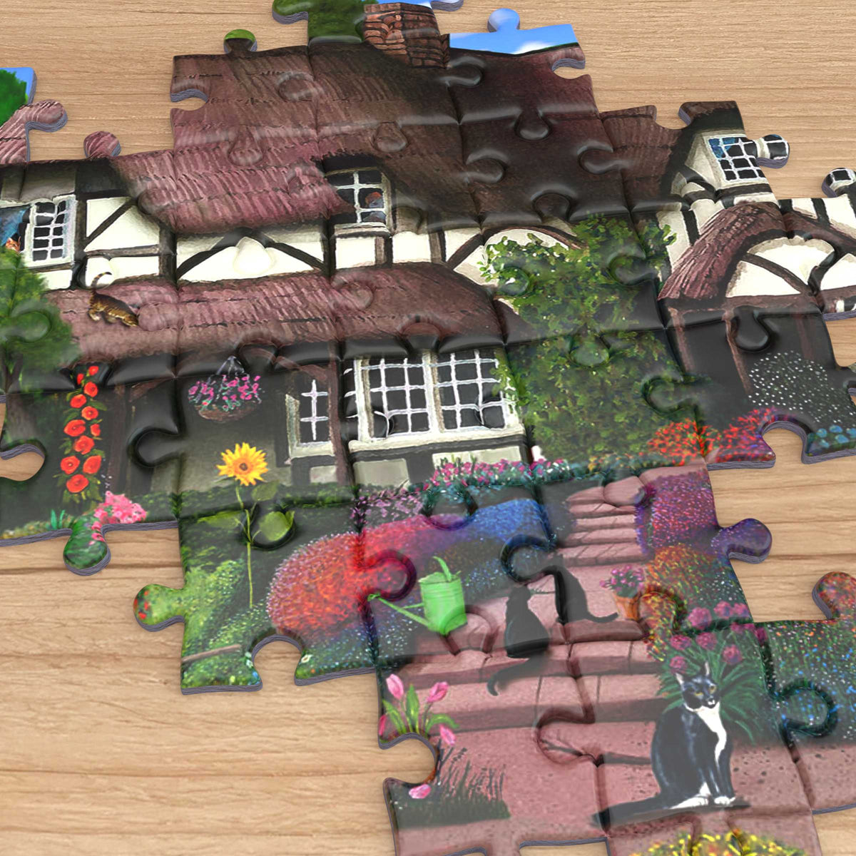 Cats in a Cottage Garden 1000 or 500 Piece Jigsaw Puzzles