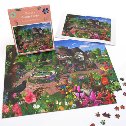 Cats in a Cottage Garden 1000 or 500 Piece Jigsaw Puzzles