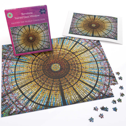 Barcelona Stained Glass Window 1000 Piece Jigsaw Puzzle